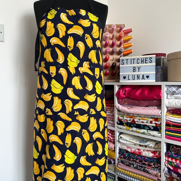 Banana Print Apron, Banana Apron, Fruit Apron, Kitchen Apron, Handmade Apron