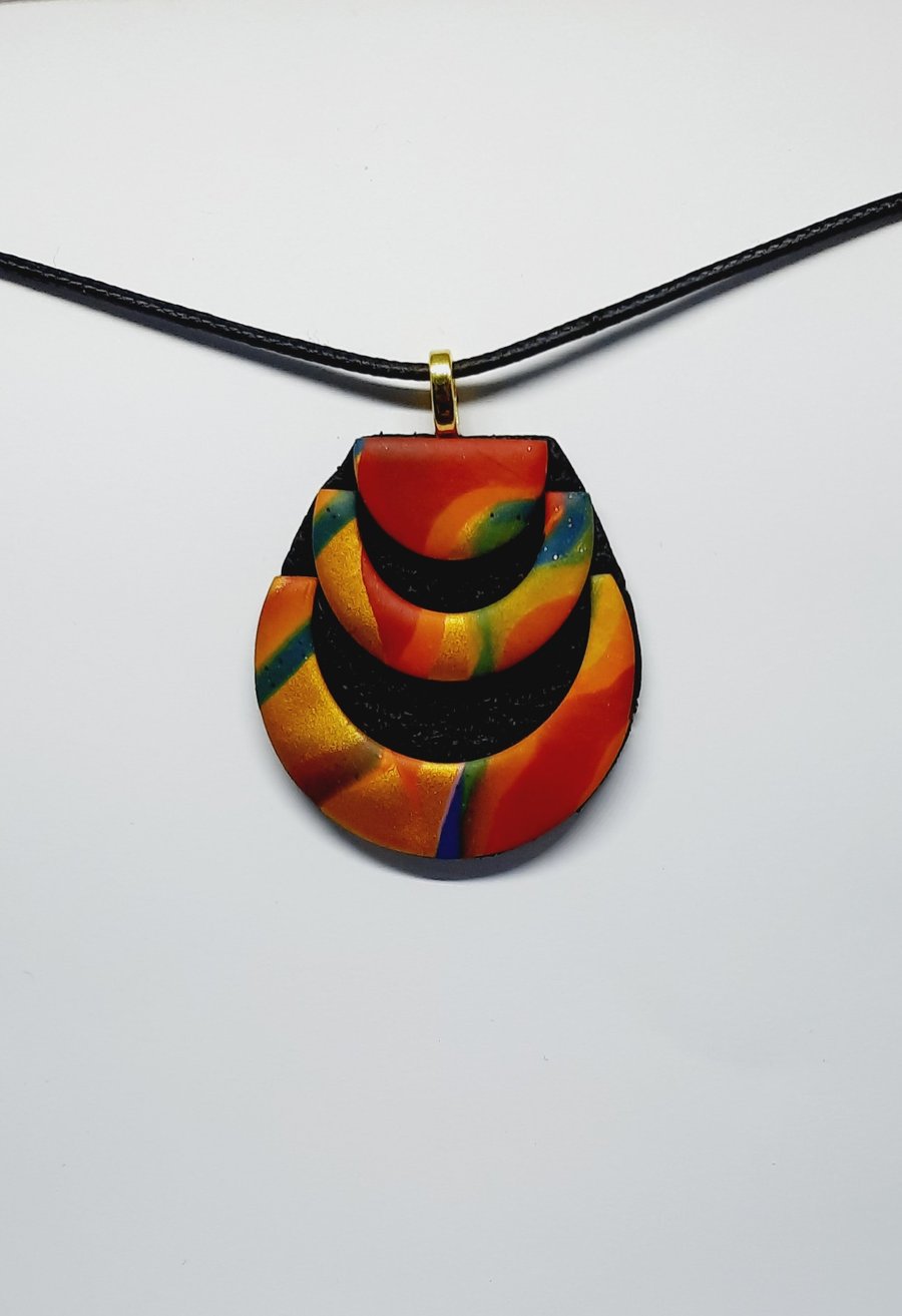 Polymer clay textured pendant 