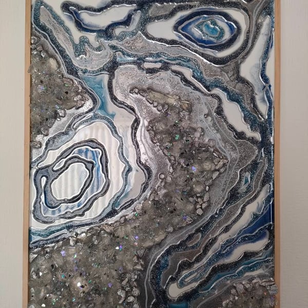 Silver Geode Inspired Resin Art