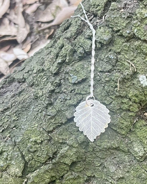 Handmade Fine Silver Leaf Necklace Pendant & Chain - Summer Seconds