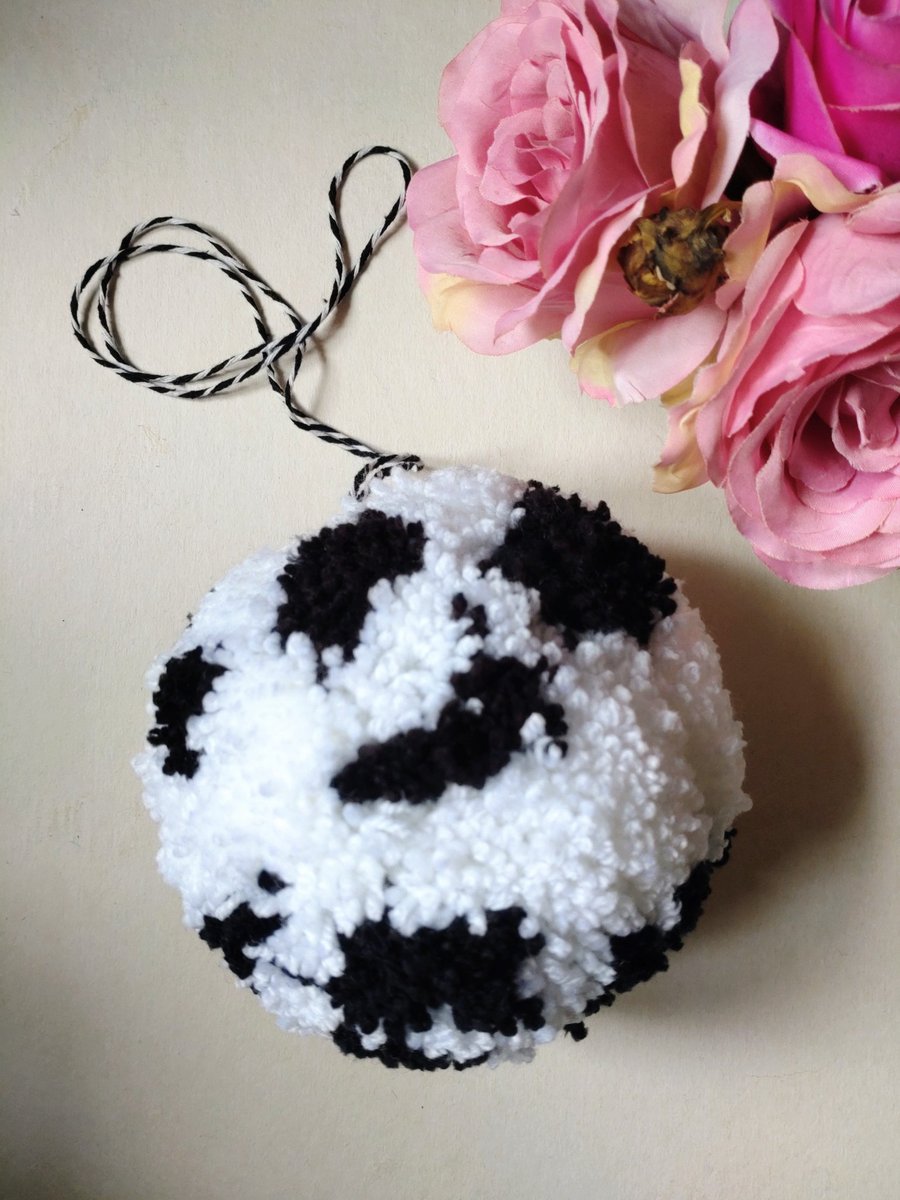 Hanging Pompom Decoration, Large Fluffy Pompom Bauble, Fibre Art.