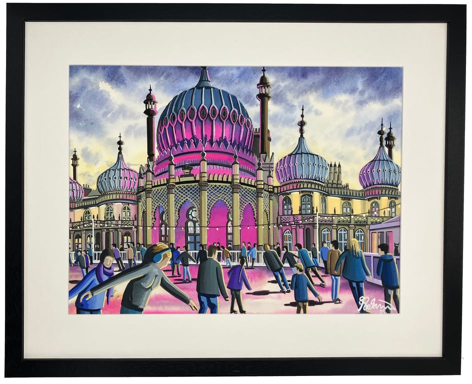 Brighton, Ice Rink & Pavilion Urban Cityscape Art Print 20" x 16" Frame Size