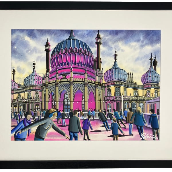 Brighton, Ice Rink & Pavilion Urban Cityscape Art Print 20" x 16" Frame Size