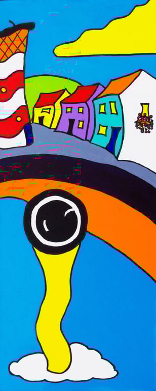 Up Periscope Sur le Mer colourful painting by Rob Soar