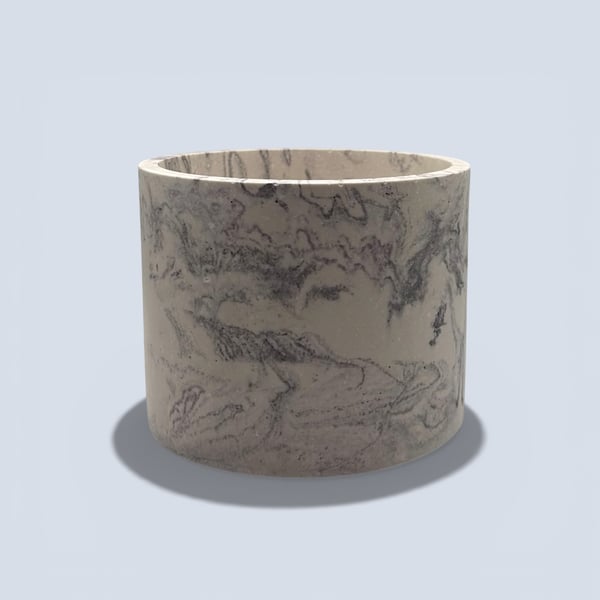 15 cm Round Grey Marble Effect Plant Pot Indoor Planter