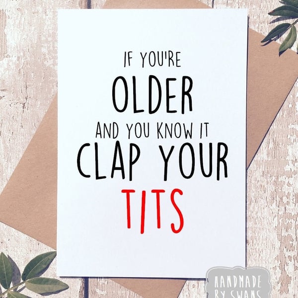 Funny Happy Birthday Card , rude card, funny card for friend, funny card for her