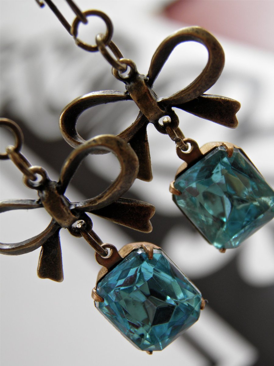 Vintage Style Aqua Earrings