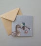 Mallard ducks card, printed on recycled card, blank - Image 1