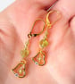 Gold Peridot Heart Earrings, Gold Heart Gemstone Drop Leverback Earrings - Image 3