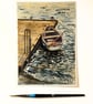 Boat on Cornish Lake Original Watercolour Painting Mounted - Image 5