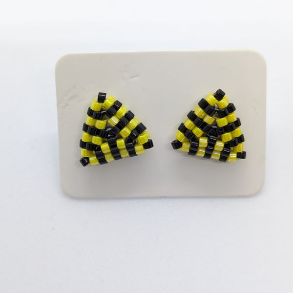 Triangle Stud Earrings - Bumble Bee