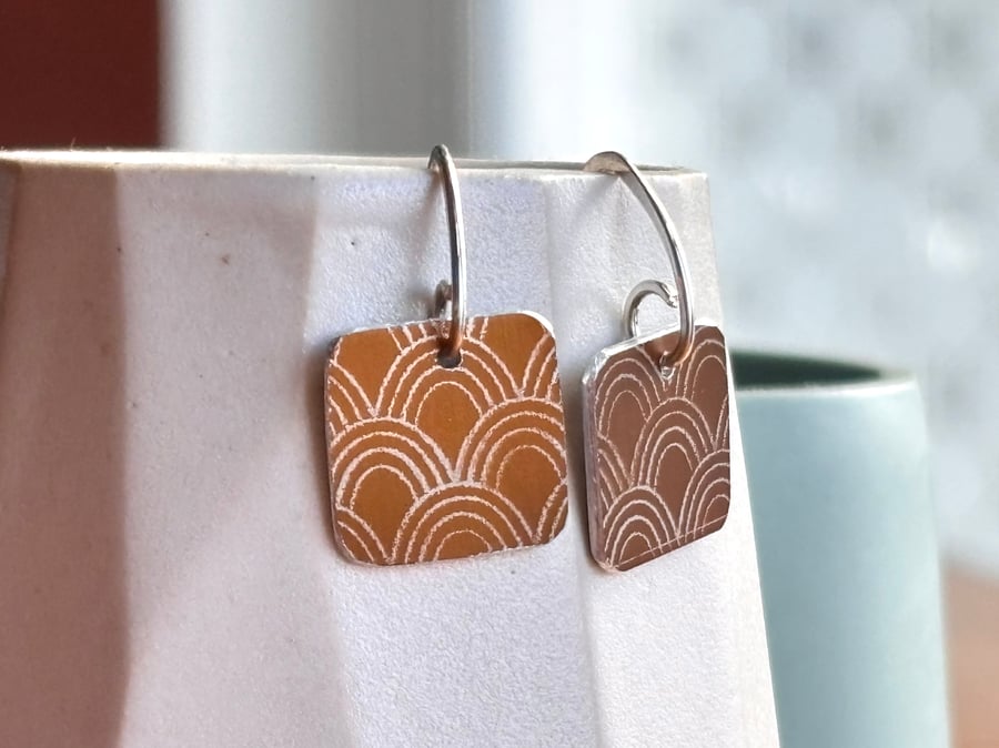 Mustard square drop earrings