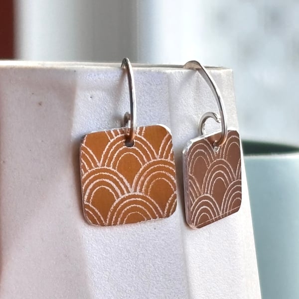 Mustard square drop earrings