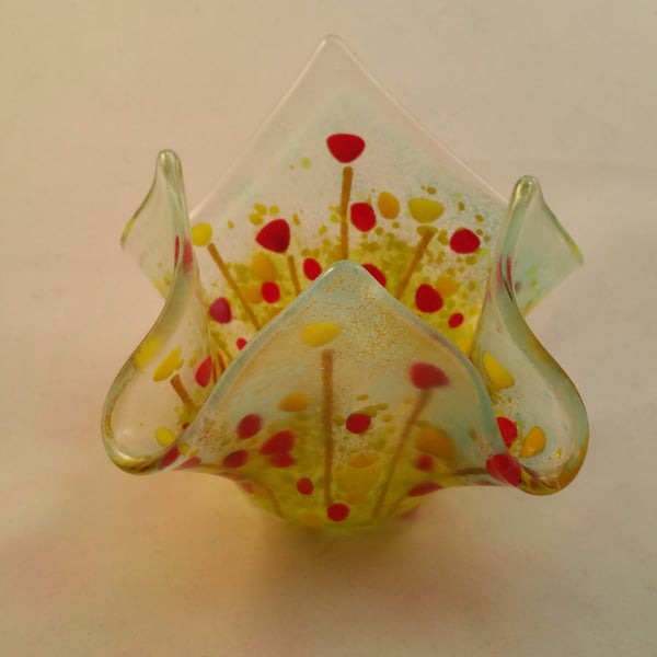 Fused Glass Summer Garden Tealight Holder
