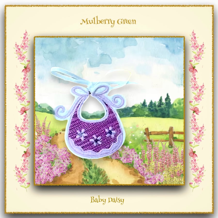 Pink Embroidered Bib for Baby Daisy 