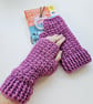 Carnation Pink Fingerless Mitts, Cosy Crochet Wrist Warmers - Image 3