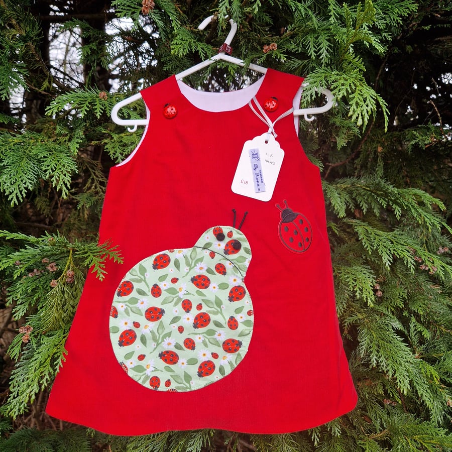 Age: 1-2yr Red Ladybird Needlecord Dress