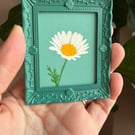 Daisy Miniature Framed Painting, April Birth Flower, Cottagecore gift