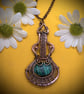 Antique copper Guitar pendant with Malachite