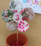 Fabric flower cake topper, party decoration, flower on a stick, free UK postage - Image 2