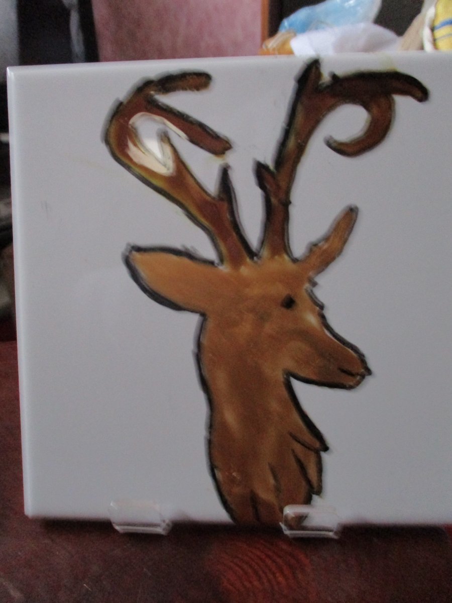 Stag Painted Tile Coaster