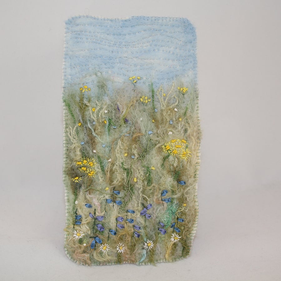 Embroidered and Felted Hanging - A Harebell Meadow