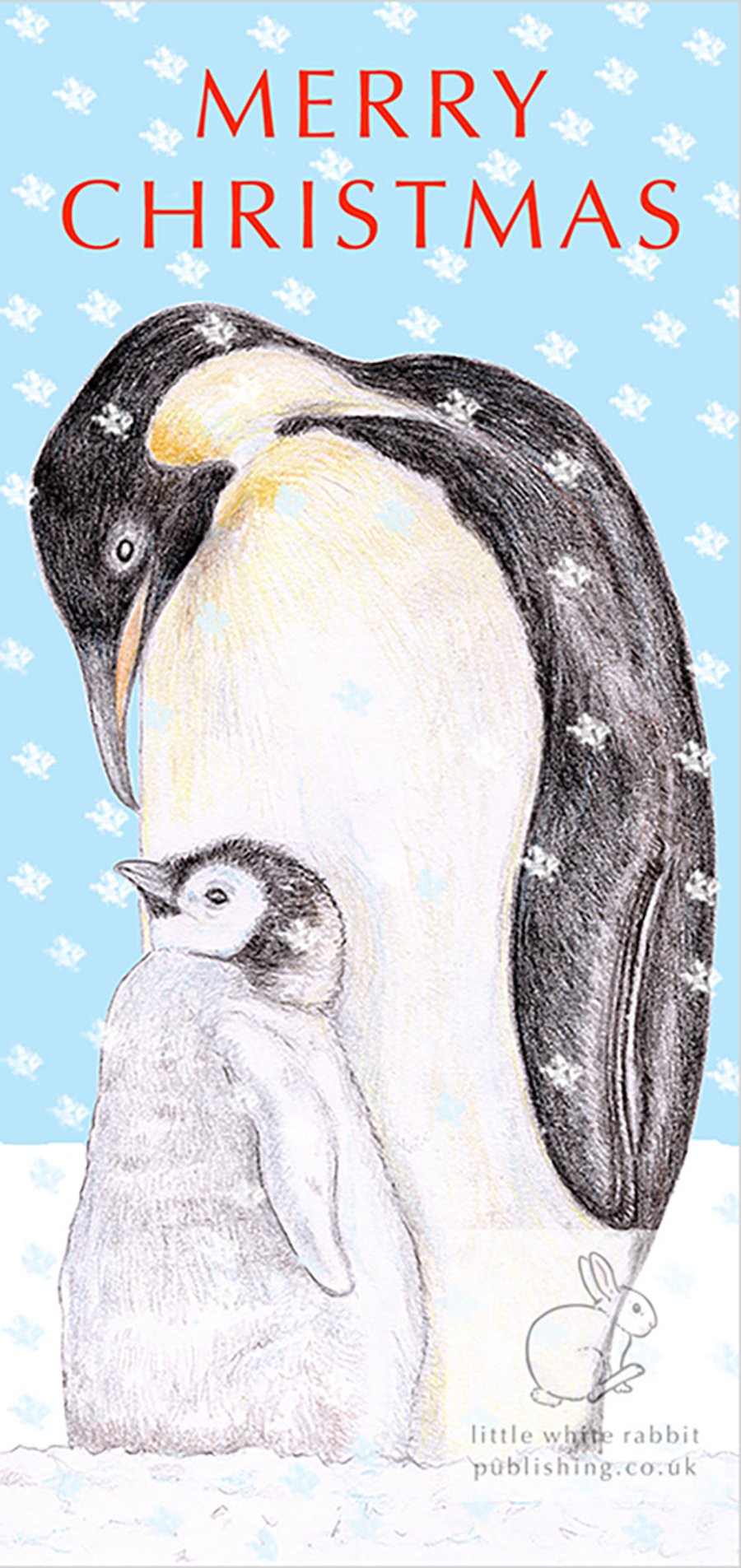 Emperor Penguin with Chick - Christmas Card