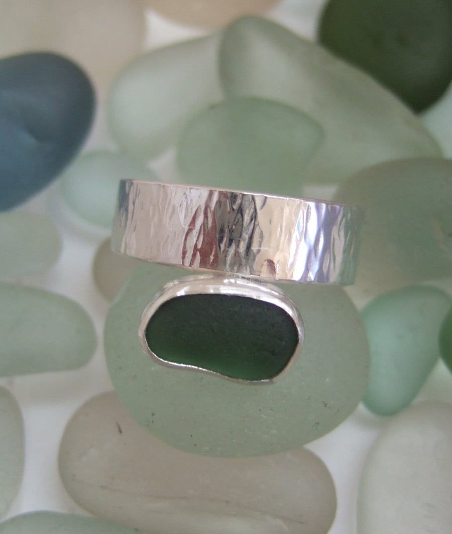Sterling Silver and Sea Glass Ring