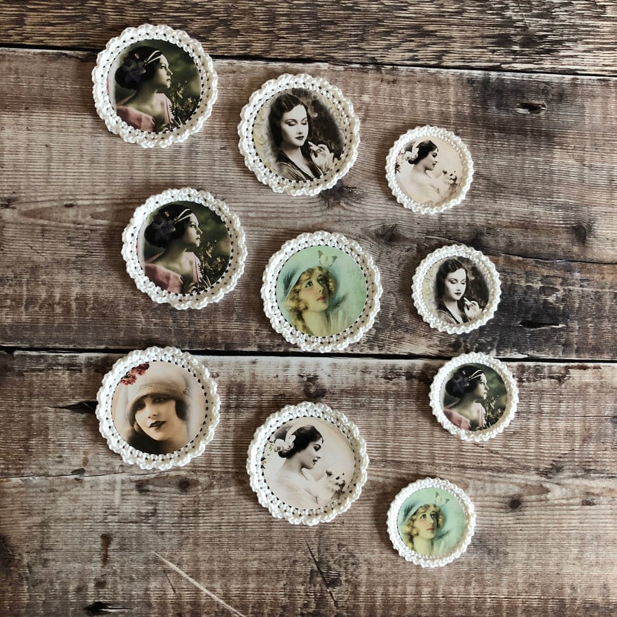 Hand crocheted Vintage ladies images