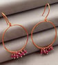 Natural Ruby & Hammered Copper Hoop Earrings - Image 3