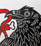 Raven Birthday Linocut Greetings Card. Spooky Gothic Gift.  - Image 4