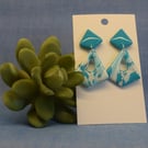 Marbled Diamond Shaped Dangle Earrings