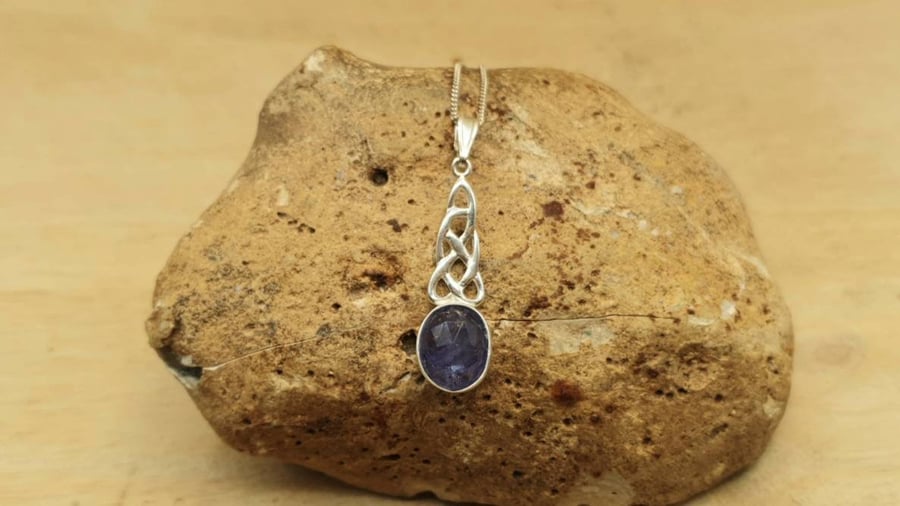 Tanzanite Celtic knot pendant. December birthstone