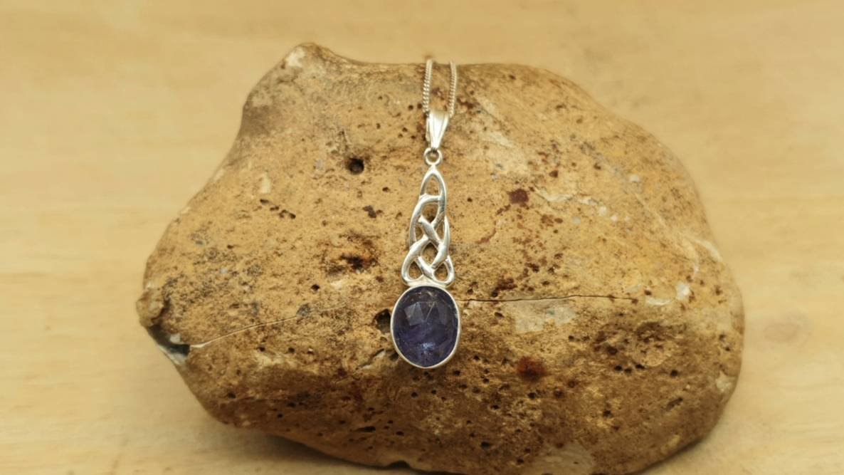 Tanzanite Celtic knot pendant. December birthstone