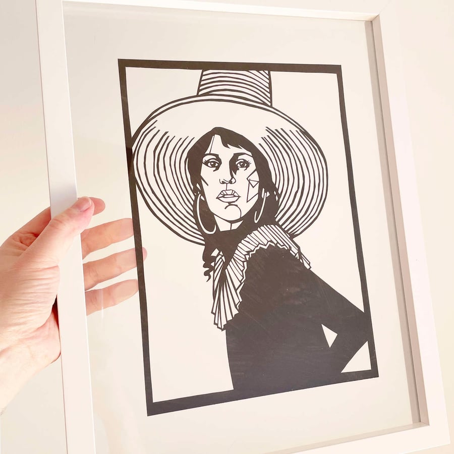 Aldous Harding handcrafted papercut - Available in 2 sizes - cut by hand