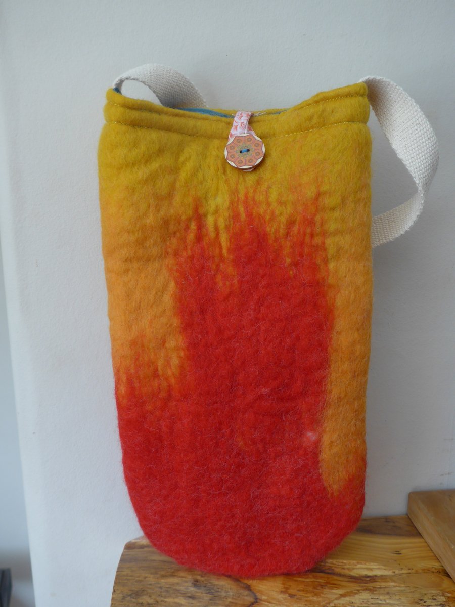 Hand-made felted lined cross-body bag
