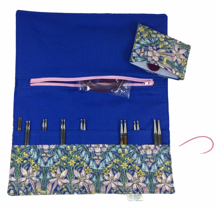 Liberty Floral fabric Interchangeable needle case, addi needle storage, 