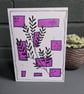 A modern botanical blank greeting card with hand drawn illustrations - Purple