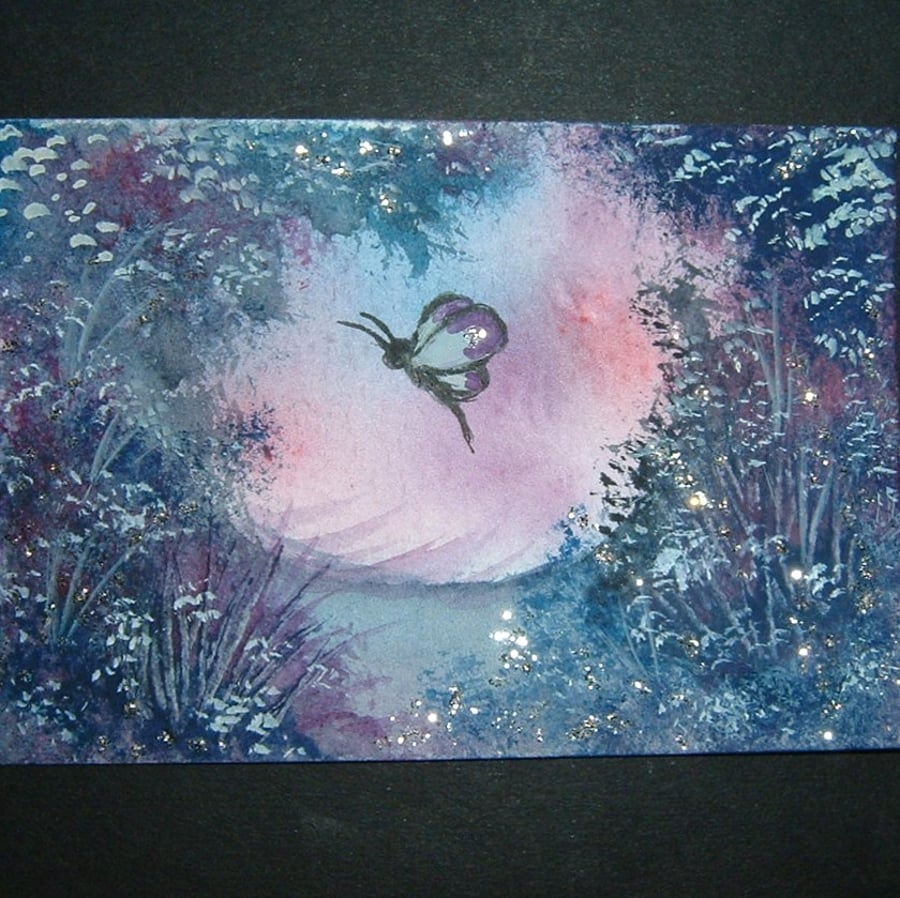 aceo SFA original fantasy painting art  with glitter