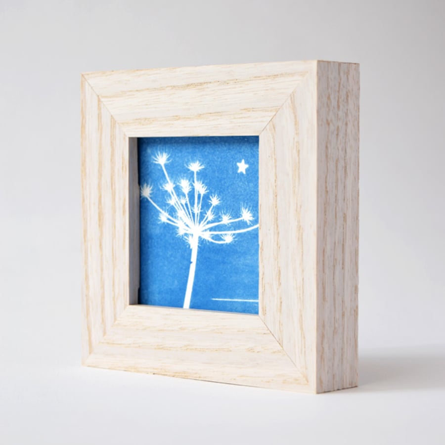Cow Parsley Cyanotype in Small Wooden Frame