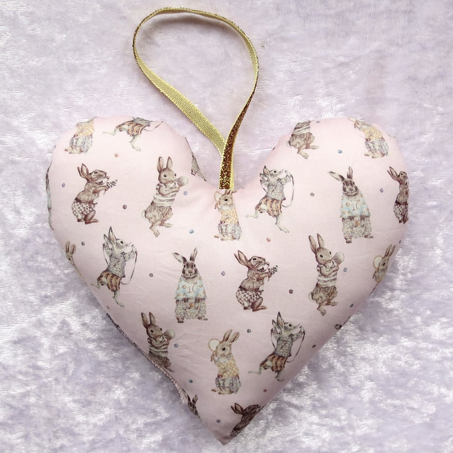 Fabric heart.  Bunnies.  Liberty Lawn heart.