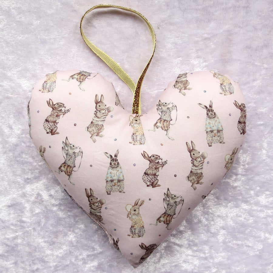 Fabric heart, bunnies,  Liberty Tana Lawn heart