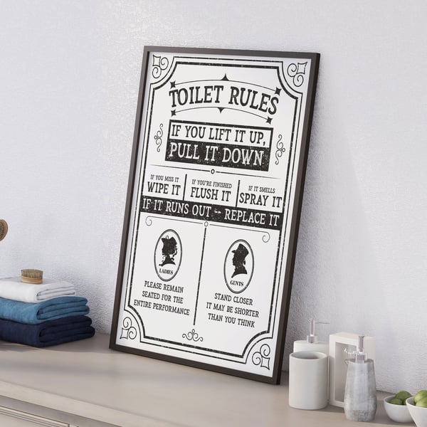 Toilet rules vintage bathroom print