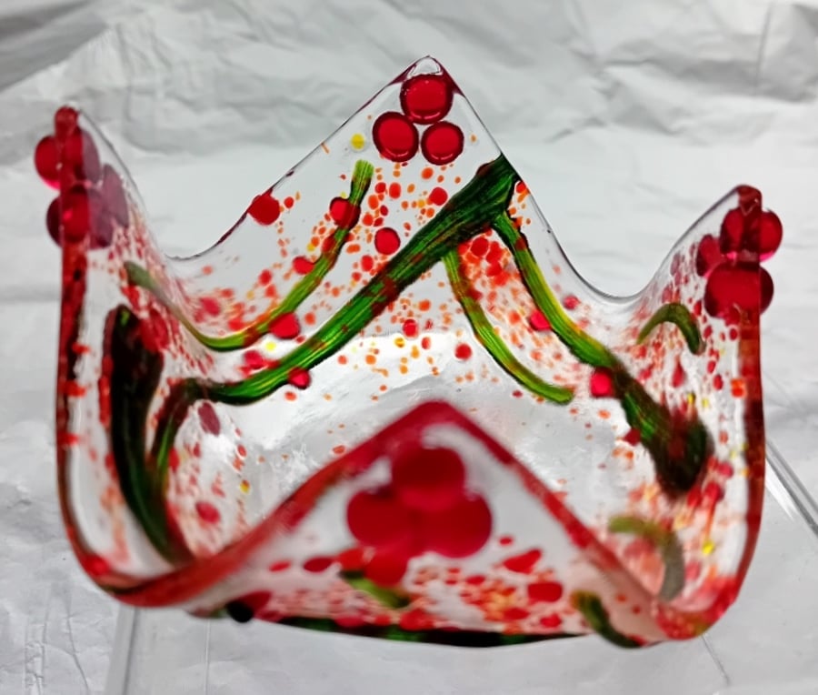 Fused glass tea-light or votive holder 