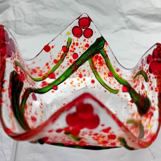 Fused glass tea-light or votive holder 