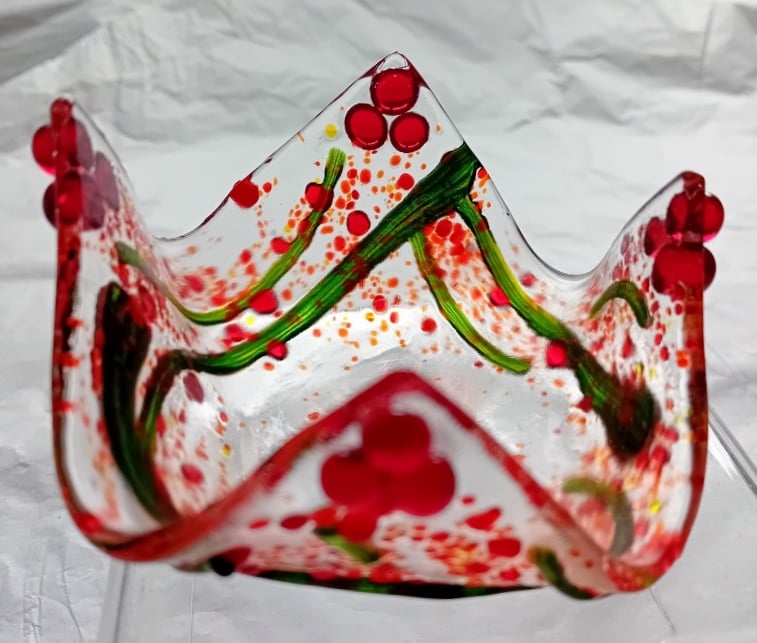 Fused glass tea-light or votive holder 