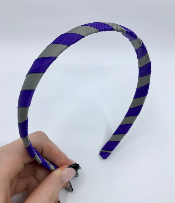 School Purple and Grey 1.8cm striped Hairband