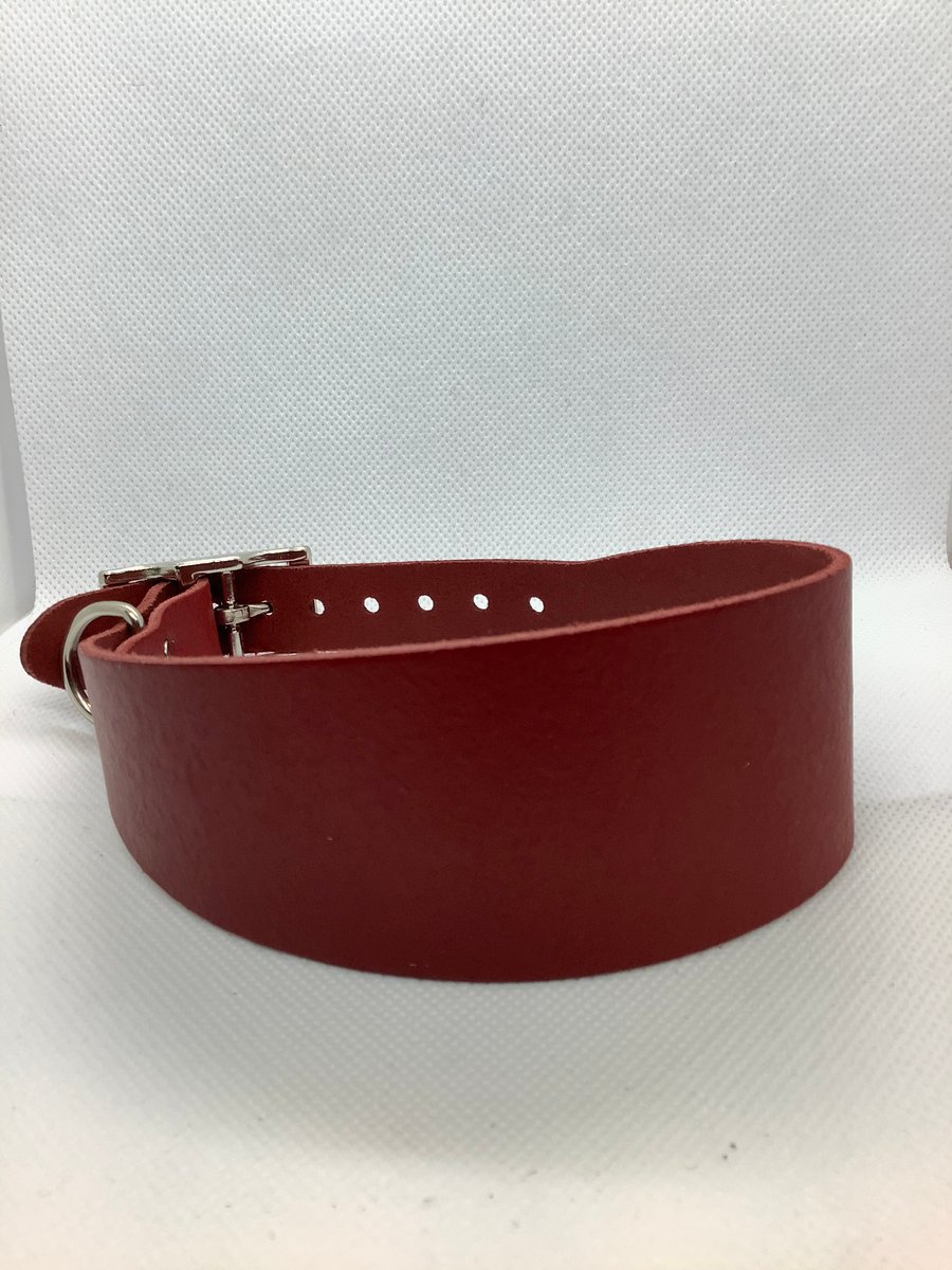 Red leather collar for greyhound or whippet