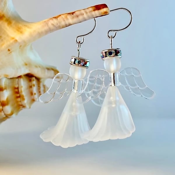 Christmas Angel Earrings, Secret Santa, Stocking Filler, Seasonal Gift For Her