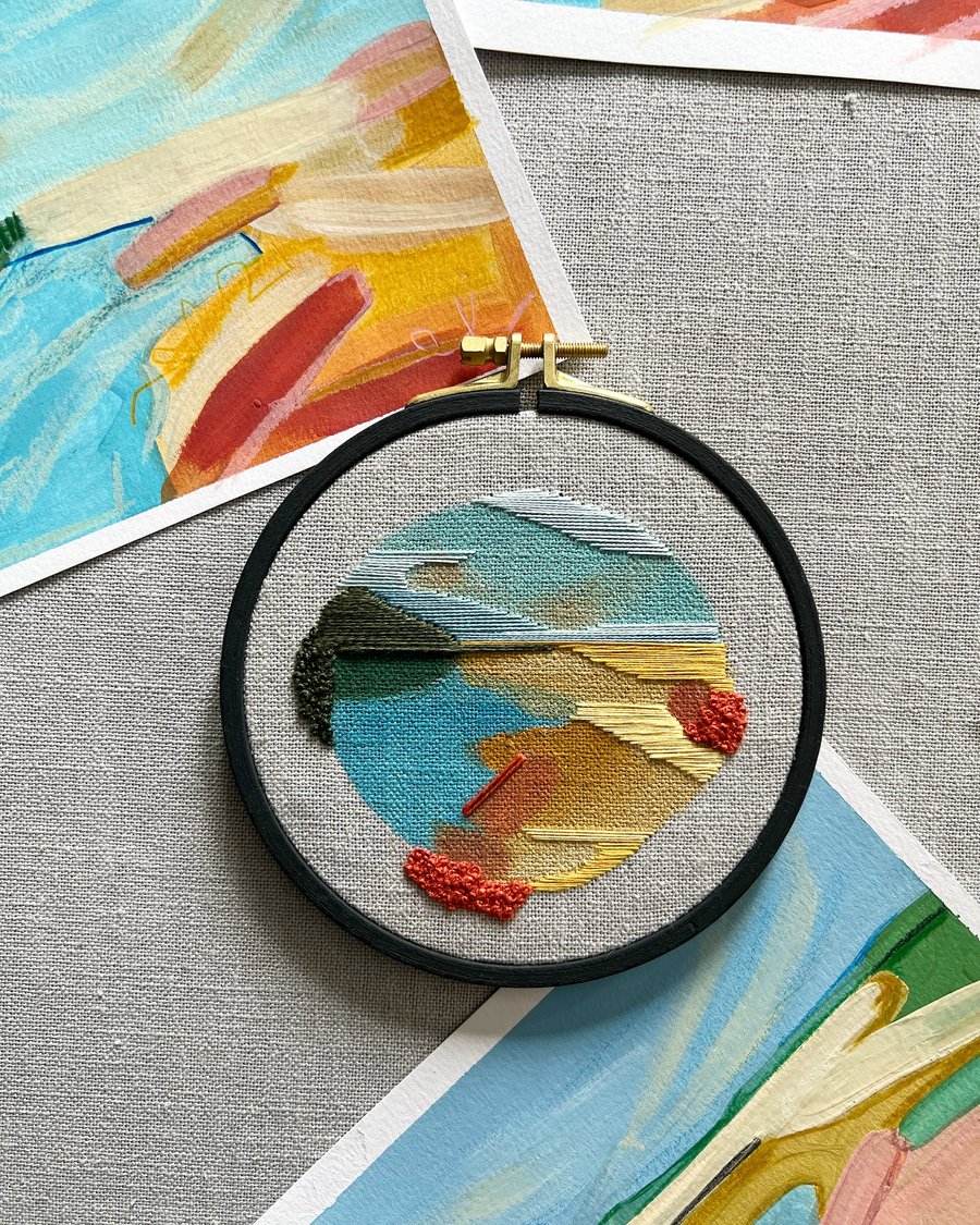 Embroidery Hoop Art - Isle of Barra Landscape I